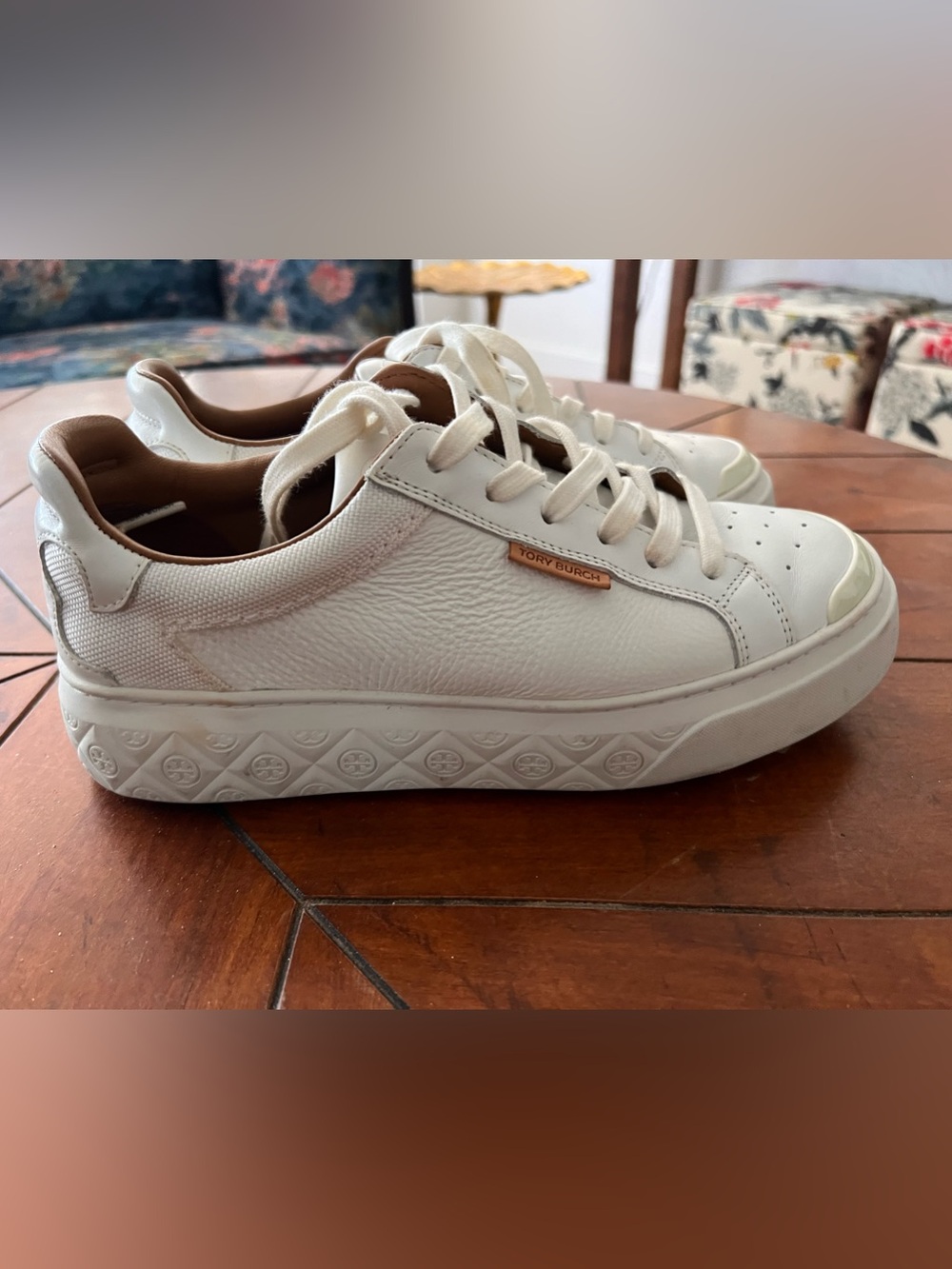 Tory Burch Ladybug White Leather Sneakers